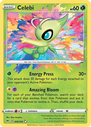 POKEMON TCG - Celebi 009/185 SWSH04 Vivid Voltage - Amazing Rare