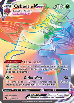 POKEMON TCG - Orbeetle VMAX (Secret) 186/185 SWSH04 Vivid Voltage - Secret Rare