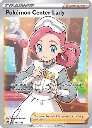 POKEMON TCG - Pokemon Center Lady (Full Art) 185/185 SWSH04 Vivid Voltage - Ultra Rare