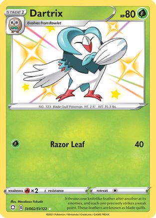 POKEMON TCG - Dartrix SV002/SV122 Shining Fates Shiny Vault - Shiny Holo Rare