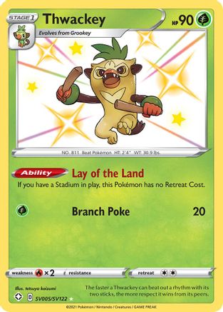 POKEMON TCG - Thwackey SV005/SV122 Shining Fates Shiny Vault - Shiny Holo Rare
