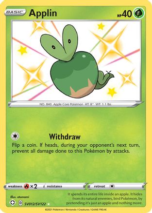 POKEMON TCG - Applin SV012/SV122 Shining Fates Shiny Vault - Shiny Holo Rare