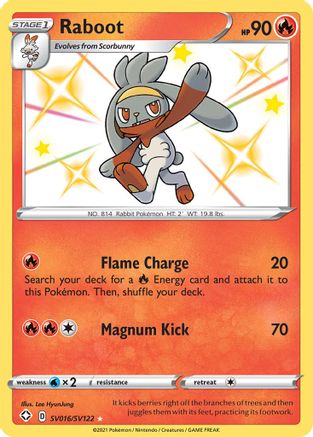 POKEMON TCG - Raboot SV016/SV122 Shining Fates Shiny Vault - Shiny Holo Rare