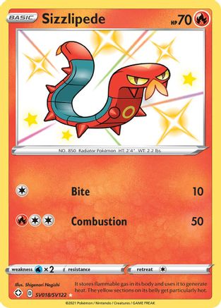 POKEMON TCG - Sizzlipede SV018/SV122 Shining Fates Shiny Vault - Shiny Holo Rare