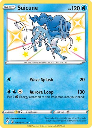 POKEMON TCG - Suicune SV022/SV122 Shining Fates Shiny Vault - Shiny Holo Rare