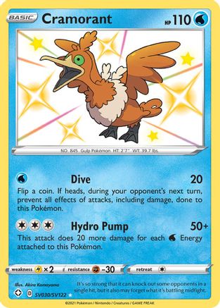 POKEMON TCG - Cramorant SV030/SV122 Shining Fates Shiny Vault - Shiny Holo Rare