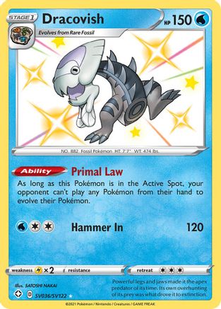 POKEMON TCG - Dracovish SV036/SV122 Shining Fates Shiny Vault - Shiny Holo Rare