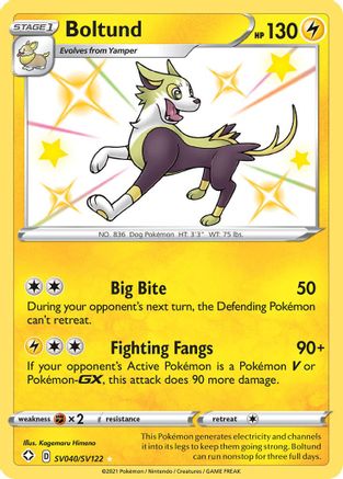 POKEMON TCG - Boltund SV040/SV122 Shining Fates Shiny Vault - Shiny Holo Rare
