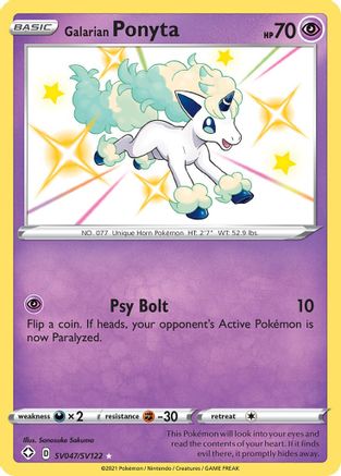 POKEMON TCG - Galarian Ponyta SV047/SV122 Shining Fates Shiny Vault - Shiny Holo Rare