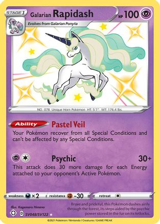 POKEMON TCG - Galarian Rapidash SV048/SV122 Shining Fates Shiny Vault - Shiny Holo Rare