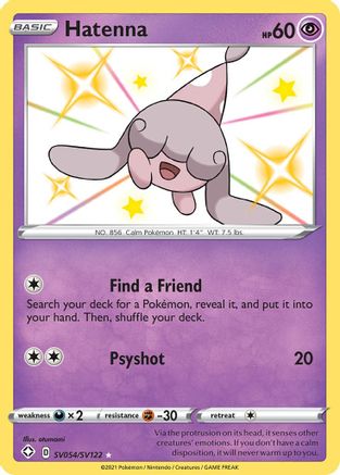 POKEMON TCG - Hatenna SV054/SV122 Shining Fates Shiny Vault - Shiny Holo Rare