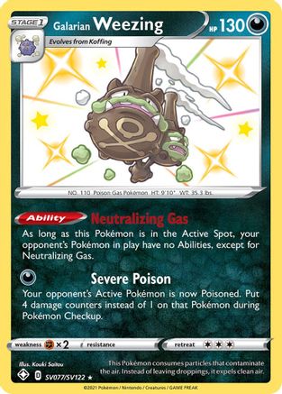 POKEMON TCG - Galarian Weezing SV077/SV122 Shining Fates Shiny Vault - Shiny Holo Rare