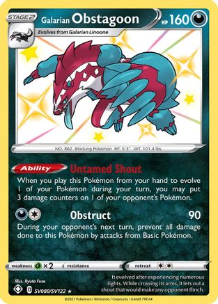 POKEMON TCG - Galarian Obstagoon SV080/SV122 Shining Fates Shiny Vault - Shiny Holo Rare