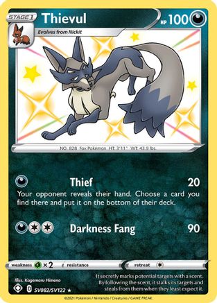 POKEMON TCG - Thievul SV082/SV122 Shining Fates Shiny Vault - Shiny Holo Rare