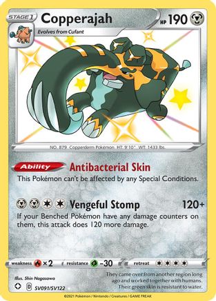 POKEMON TCG - Copperajah SV091/SV122 Shining Fates Shiny Vault - Shiny Holo Rare