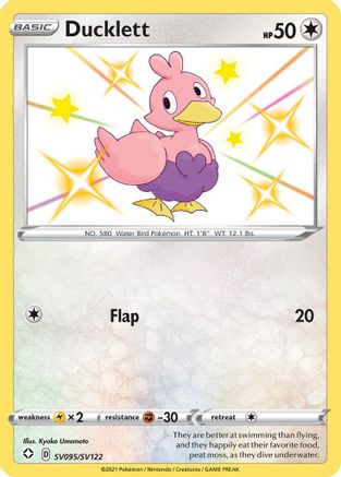 POKEMON TCG - Ducklett SV095/SV122 Shining Fates Shiny Vault - Shiny Holo Rare
