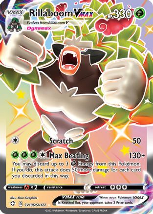 POKEMON TCG - Rillaboom VMAX SV106/SV122 Shining Fates Shiny Vault - Shiny Holo Rare