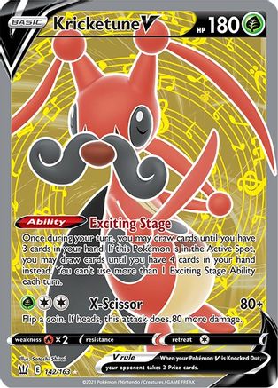 POKEMON TCG - Kricketune V (Full Art) 142/163 SWSH05 Battle Styles - Ultra Rare