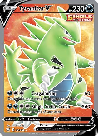 POKEMON TCG - Tyranitar V (Full Art) 154/163 SWSH05 Battle Styles - Ultra Rare