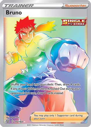 POKEMON TCG - Bruno (Secret) 172/163 SWSH05 Battle Styles - Secret Rare