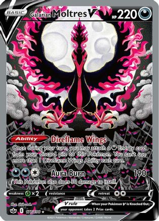 POKEMON TCG - Galarian Moltres V (Alternate Full Art) 177/198 SWSH06 Chilling Reign - Ultra Rare
