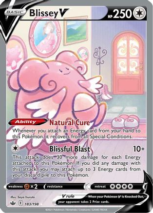 POKEMON TCG - Blissey V (Alternate Full Art) 183/198 SWSH06 Chilling Reign - Ultra Rare