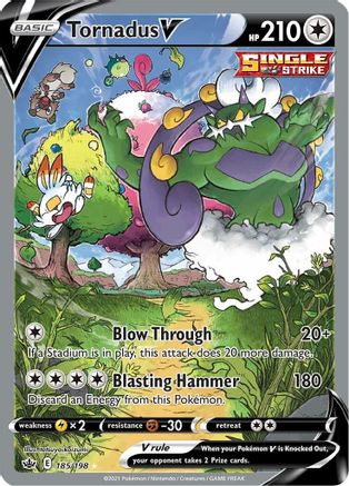 POKEMON TCG - Tornadus V (Alternate Full Art) 185/198 SWSH06 Chilling Reign - Ultra Rare