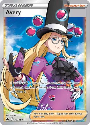 POKEMON TCG - Avery (Full Art) 187/198 SWSH06 Chilling Reign - Ultra Rare