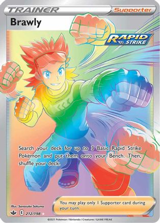 POKEMON TCG - Brawly (Secret) 212/198 SWSH06 Chilling Reign - Secret Rare