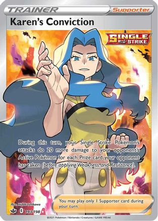 POKEMON TCG - Karen's Conviction (Full Art) 193/198 SWSH06 Chilling Reign - Ultra Rare