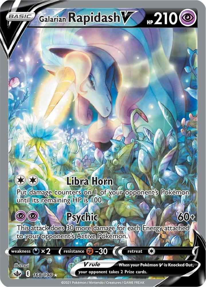 POKEMON TCG - GALARIAN RAPIDASH V 168/198 CHILLING REIGN ALTERNATE ART