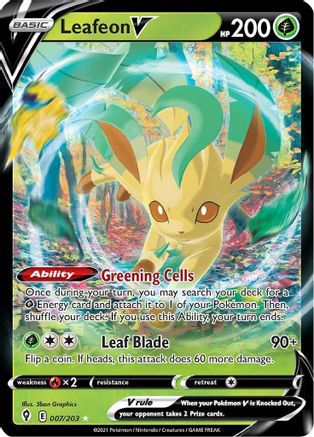 POKEMON TCG - Leafeon V 007/203 SWSH07 Evolving Skies - Ultra Rare