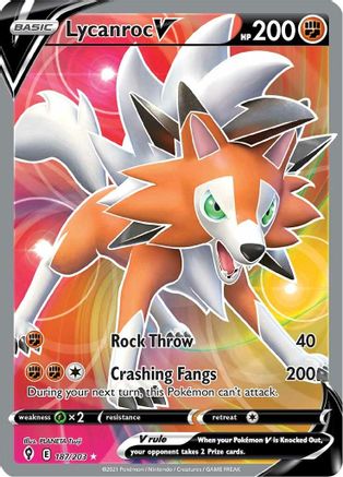 POKEMON TCG - Lycanroc V (Full Art) 187/203 SWSH07 Evolving Skies - Ultra Rare
