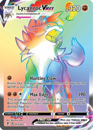 POKEMON TCG - Lycanroc VMAX (Secret) 213/203 SWSH07 Evolving Skies - Secret Rare