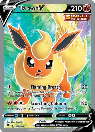 POKEMON TCG - Flareon V (Full Art) 169/203 SWSH07 Evolving Skies - Ultra Rare