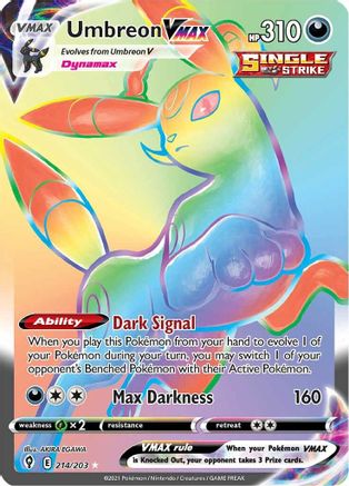 POKEMON TCG - Umbreon VMAX (Secret) 214/203 SWSH07 Evolving Skies - Secret Rare
