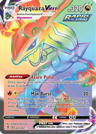 POKEMON TCG - Rayquaza VMAX (Secret) 217/203 SWSH07 Evolving Skies - Secret Rare