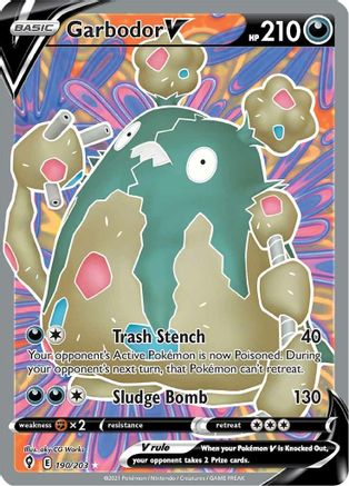 POKEMON TCG - Garbodor V (Full Art) 190/203 SWSH07 Evolving Skies - Ultra Rare