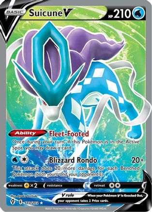 POKEMON TCG - Suicune V (Full Art) 173/203 SWSH07 Evolving Skies - Ultra Rare