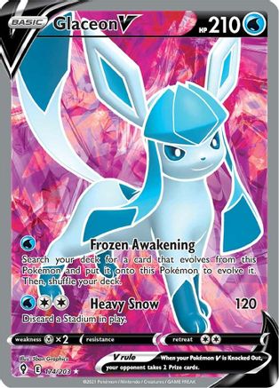 POKEMON TCG - Glaceon V (Full Art) 174/203 SWSH07 Evolving Skies - Ultra Rare