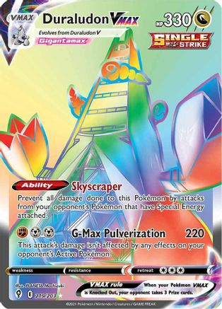 POKEMON TCG - Duraludon VMAX (Secret) 219/203 SWSH07 Evolving Skies - Secret Rare