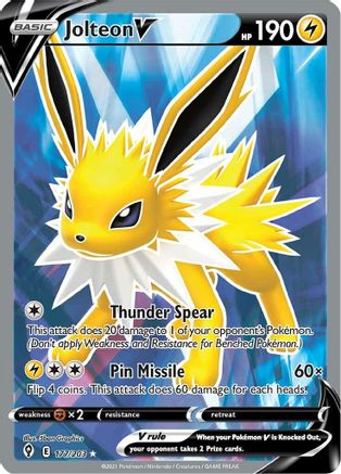 POKEMON TCG - Jolteon V (Full Art) 177/203 SWSH07 Evolving Skies - Ultra Rare