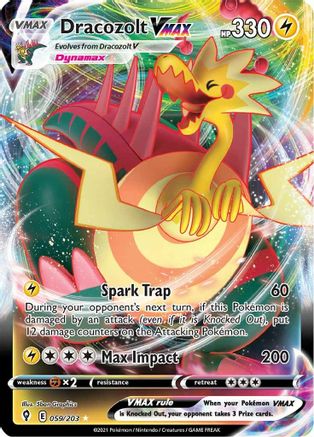 POKEMON TCG - Dracozolt VMAX 059/203 SWSH07 Evolving Skies - Ultra Rare