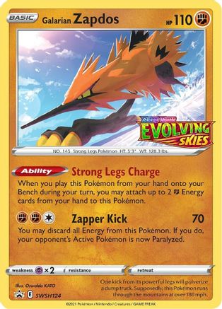 POKEMON TCG - Galarian Zapdos SWSH124/307 SWSH Sword & Shield Promo Cards - Promo