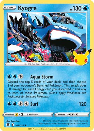 POKEMON TCG - Kyogre 003/025 Celebrations - Holo Rare