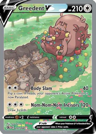 POKEMON TCG - Greedent V (Alternate Full Art) 257/264 SWSH08 Fusion Strike - Ultra Rare