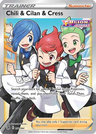 POKEMON TCG - Chili & Cilan & Cress (Full Art) 258/264 SWSH08 Fusion Strike - Ultra Rare