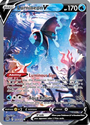 POKEMON TCG - Lumineon V (Alternate Full Art) 156/172 SWSH09 Brilliant Stars - Ultra Rare