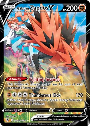 POKEMON TCG - Galarian Zapdos V TG19/TG30 SWSH10 Astral Radiance Trainer Gallery - Ultra Rare