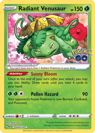 POKEMON TCG - Radiant Venusaur 004/078 Pokemon GO - Radiant Rare